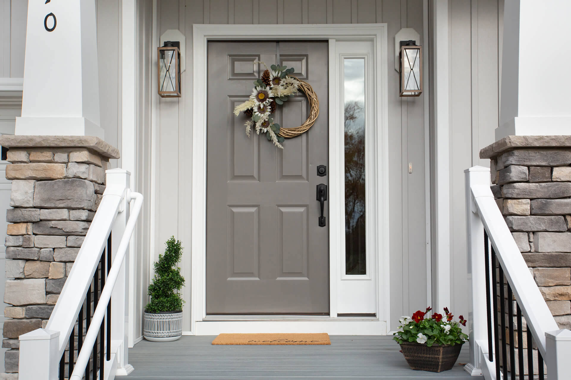 Grey exterior door.