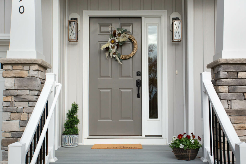 Grey exterior door.